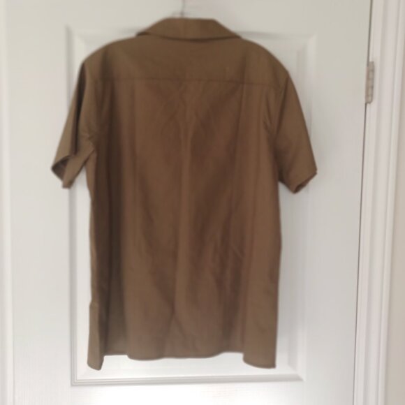 Coofandy Linen Shirt Men's Large Brown Short Sleeve - Picture 2 of 6